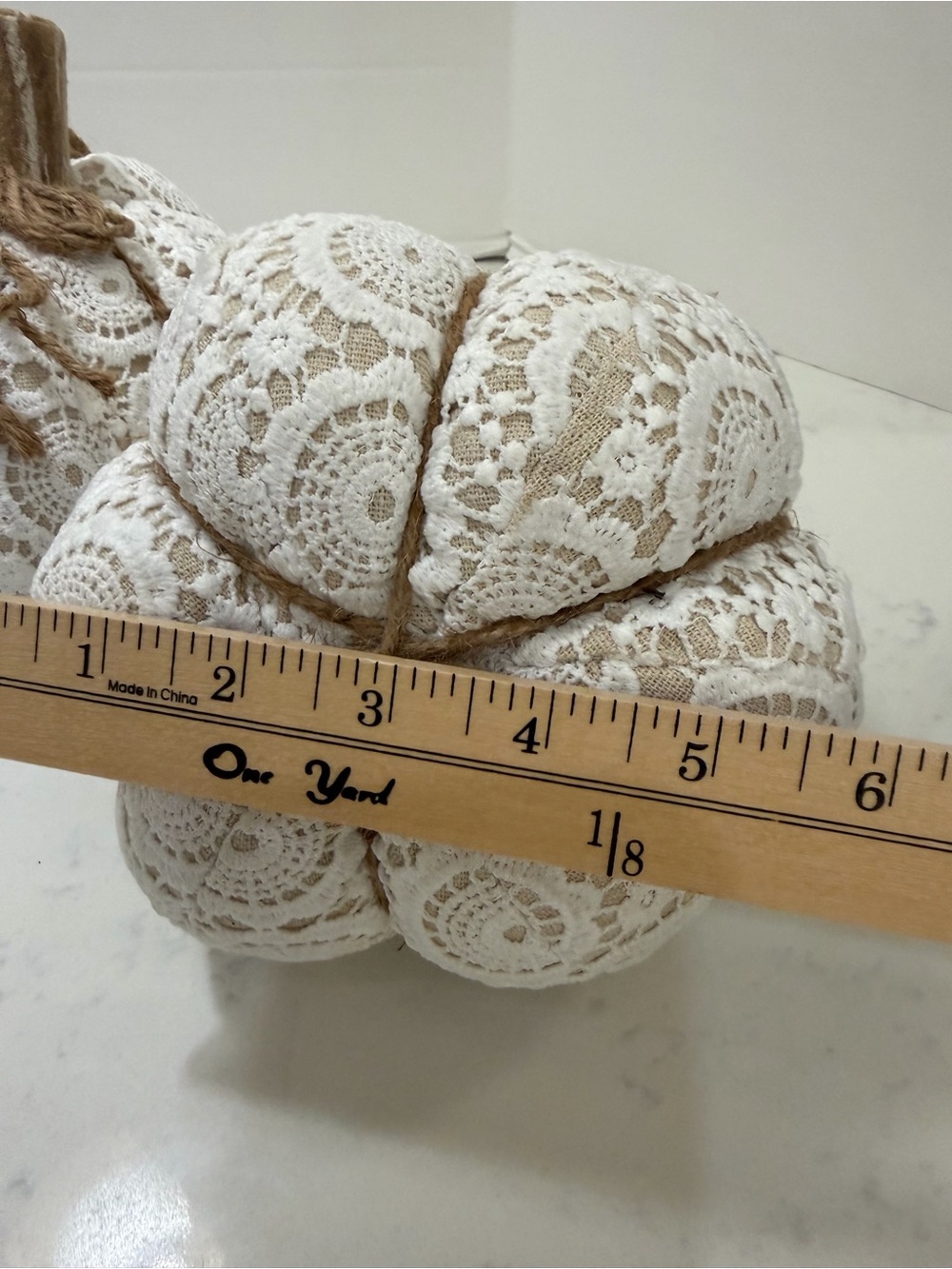 Neutral Lace and Burlap Decorative Pumpkins - Set of 3 - Picture 12 of 13